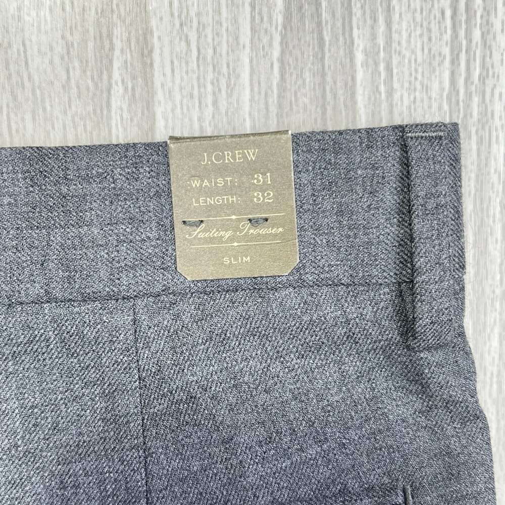 J.Crew Bowery Slim Suiting Trouser Pants Mens 31x32 Grey Wool NEW